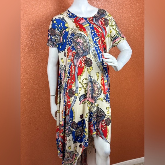 Love in Red and Blue High Low Dress one size. E82 - Picture 7 of 14